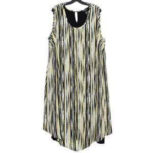 Catherines Dress Abstract Boho Summer Flowy Vacation Yellow Black Plus Size 3X